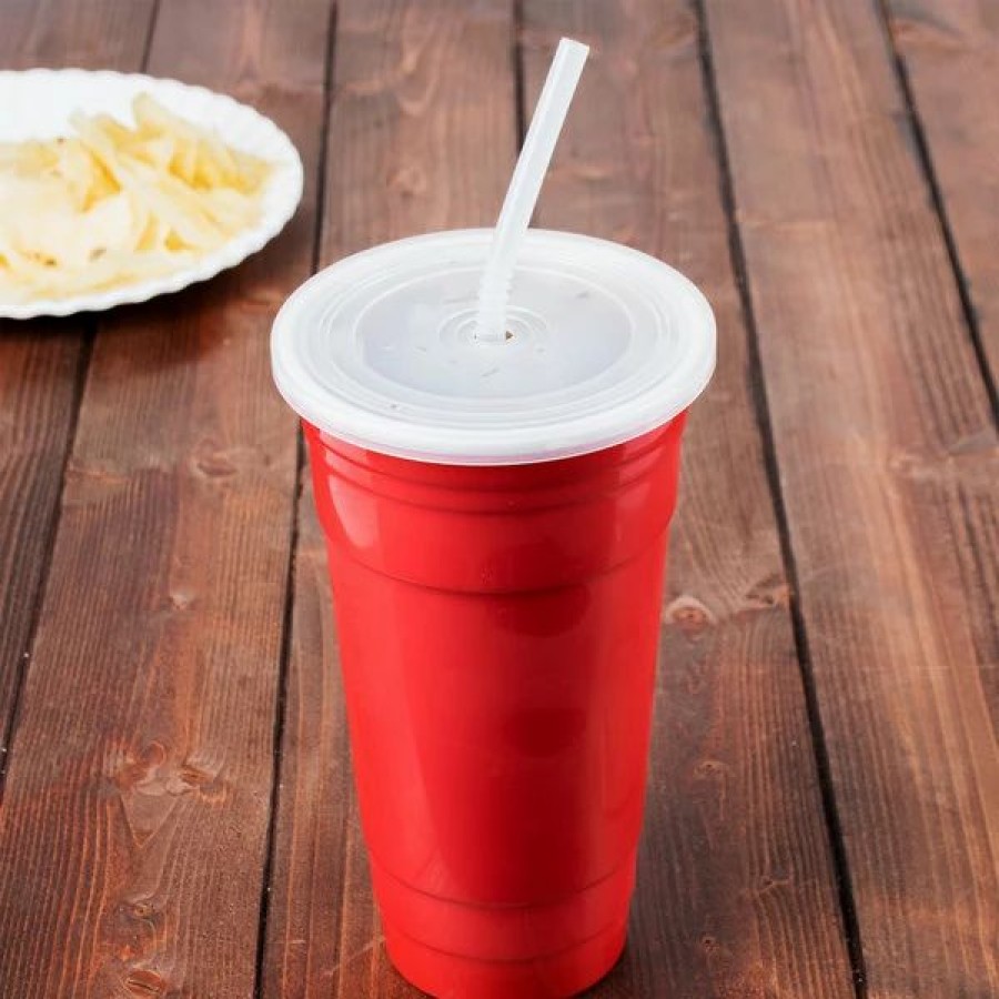 Reusable Plastic Beverageware * | Get Enterprises Get Sc-32-Set-R To-Go 32 Oz. Red Customizable Plastic Reusable Tumbler, Lid, And Straw Set 24/Case