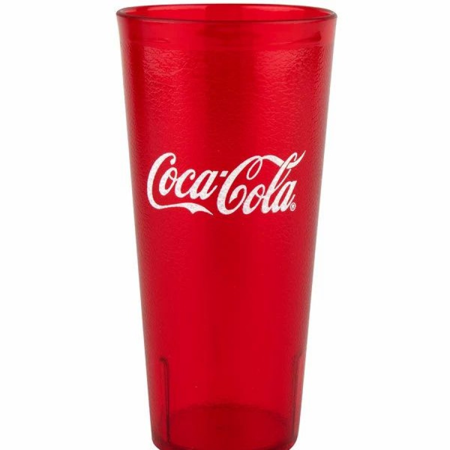 Reusable Plastic Beverageware * | Get Enterprises Get 6624-Rc 24 Oz. Red Coca-Cola San Plastic Pebbled Tumbler 72/Case