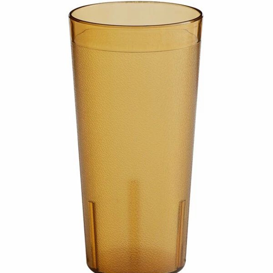 Reusable Plastic Beverageware * | Choice 20 Oz. Amber San Plastic Pebbled Tumbler 12/Pack