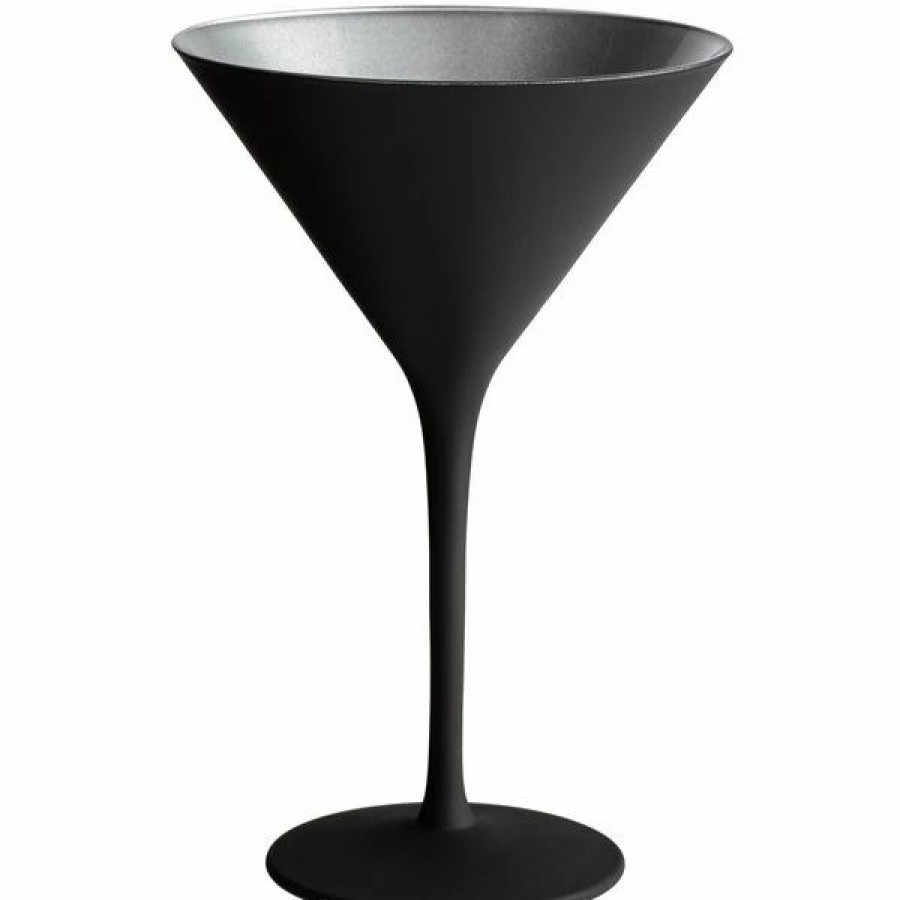 Novelty & Specialty Beverageware * | Stolzle 1400025T/2493 Glisten 8.5 Oz. Matte Black/Silver Martini Glass 6/Case