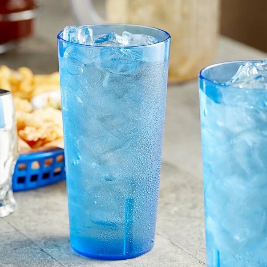 Reusable Plastic Beverageware * | Choice 20 Oz. Blue San Plastic Pebbled Tumbler 12/Pack