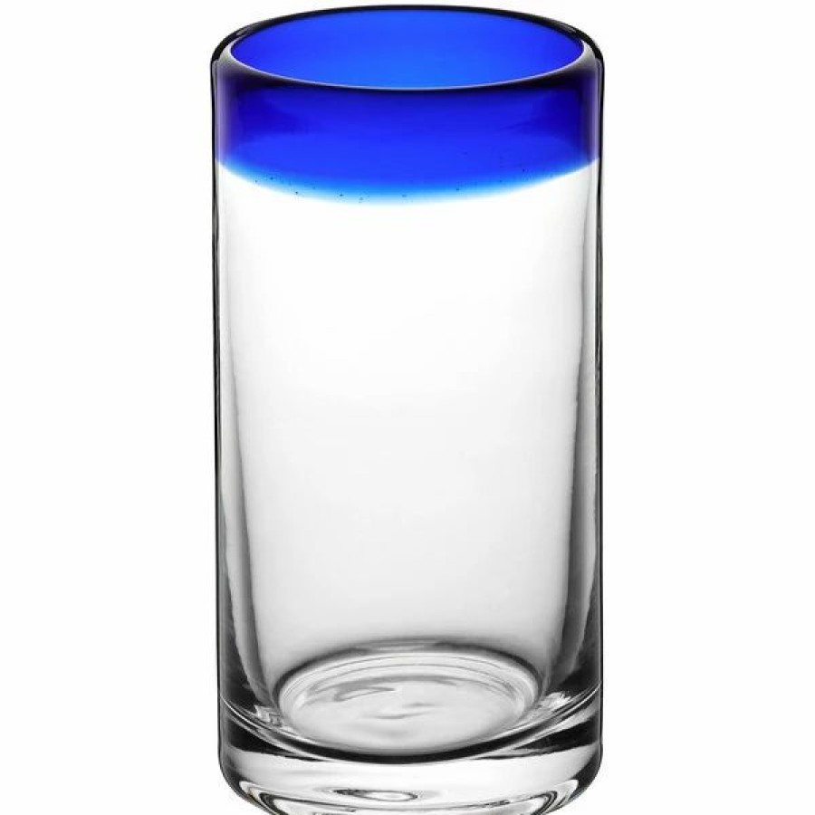 Novelty & Specialty Beverageware * | Acopa Tropic 16 Oz. Cooler Glass With Blue Rim 12/Case