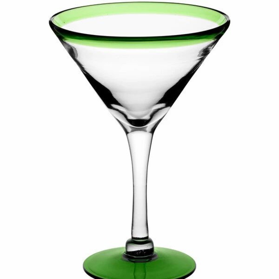 Novelty & Specialty Beverageware * | Acopa Tropic 15 Oz. Martini Glass With Green Rim And Base 12/Case