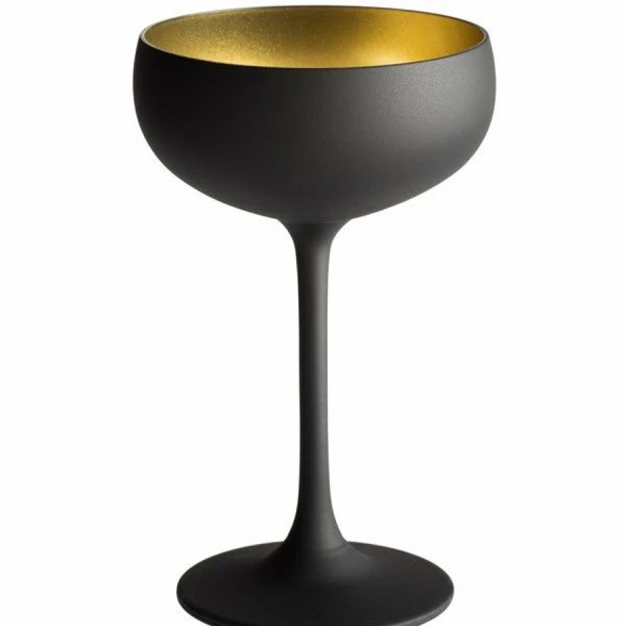 Glassware * | Stolzle 2730008T/2492 Glisten 8 Oz. Matte Black/Gold Coupe Glass 6/Case