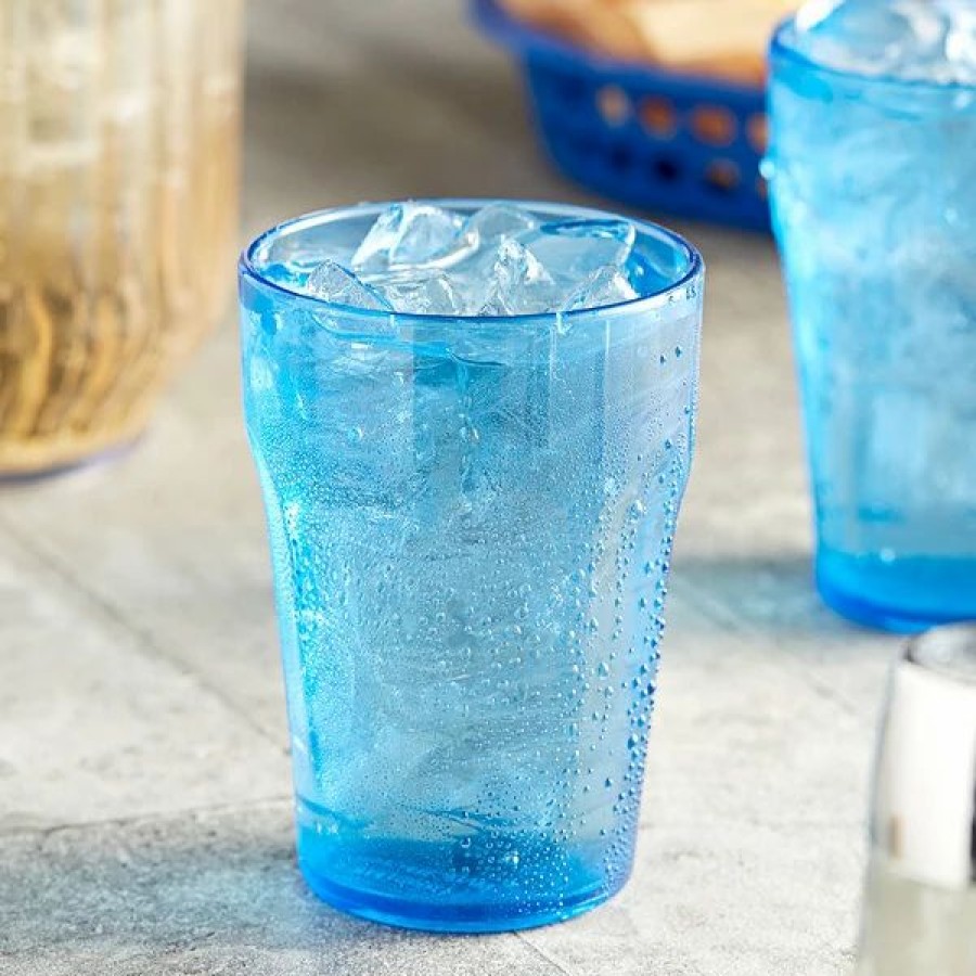 Reusable Plastic Beverageware * | Choice 9 Oz. Blue San Plastic Paneled Tumbler 12/Pack