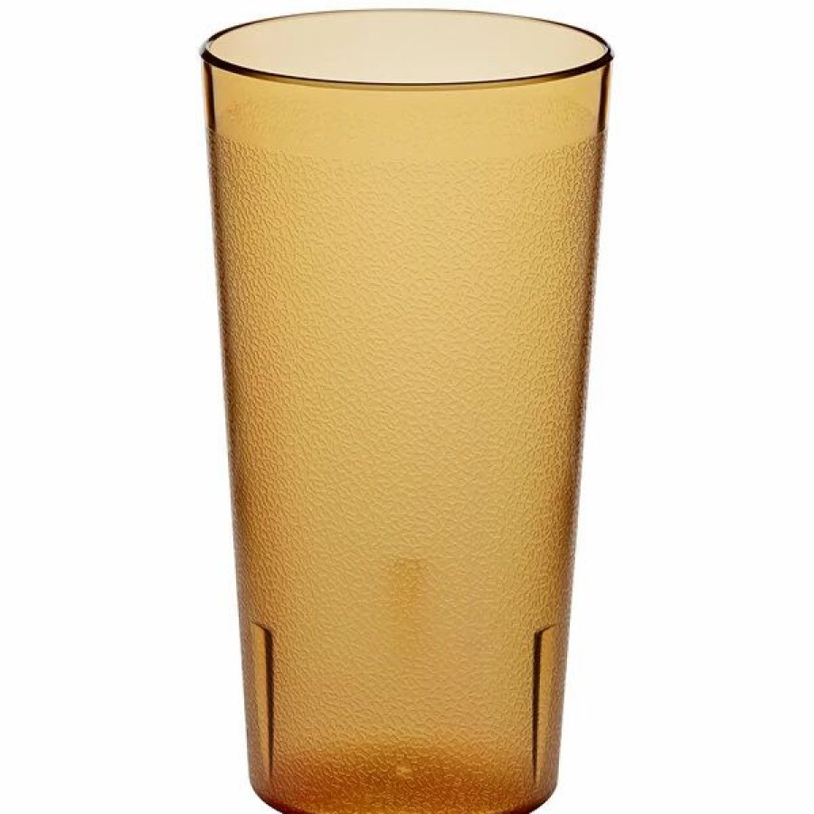 Reusable Plastic Beverageware * | Choice 16 Oz. Amber San Plastic Pebbled Tumbler 12/Pack