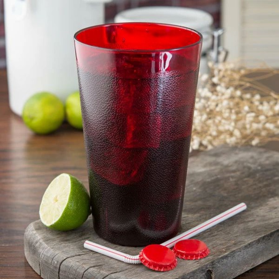 Reusable Plastic Beverageware * | Carlisle 523210 Stackable 32 Oz. Ruby San Plastic Tall Tumbler 3/Pack