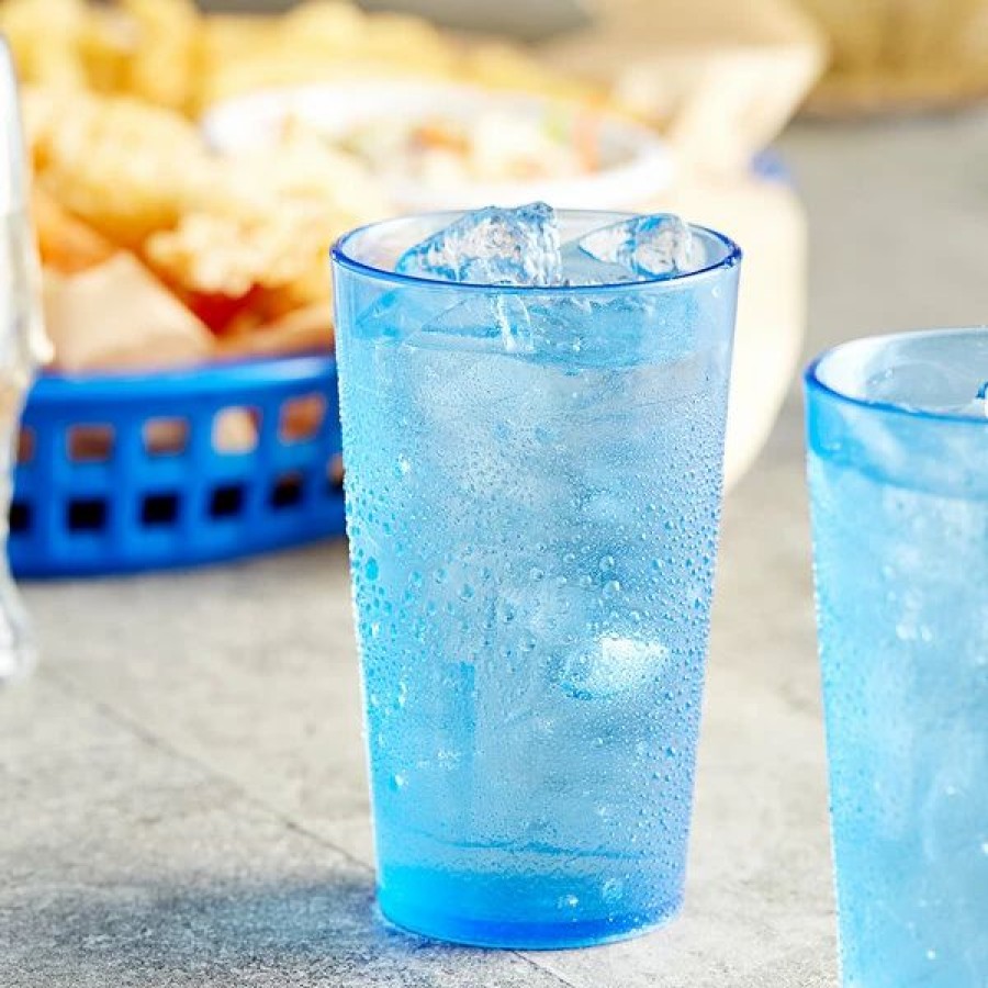 Reusable Plastic Beverageware * | Choice 9 Oz. Blue San Plastic Pebbled Tumbler 12/Pack