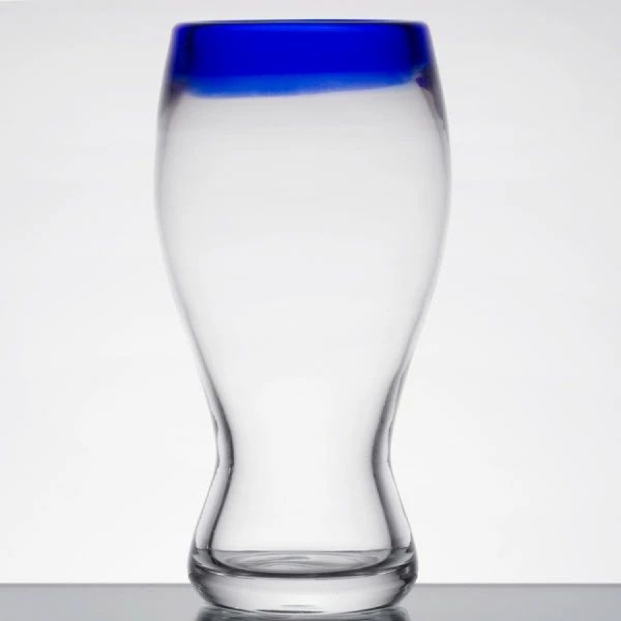 Glassware * | Libbey 92316 Aruba 16 Oz. Customizable Pilsner Glass With Cobalt Blue Rim 12/Case