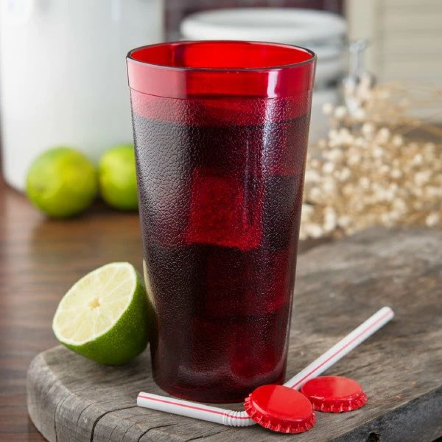 Reusable Plastic Beverageware * | Carlisle 521610 Stackable 16 Oz. Ruby San Plastic Tumbler 6/Pack