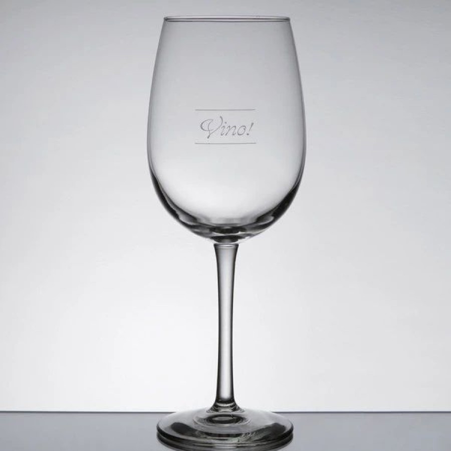 Glassware * | Libbey 7533-1358M Vina 16 Oz. Wine Glass With Etched Pour Lines And "Vino!" Deco Design 12/Case