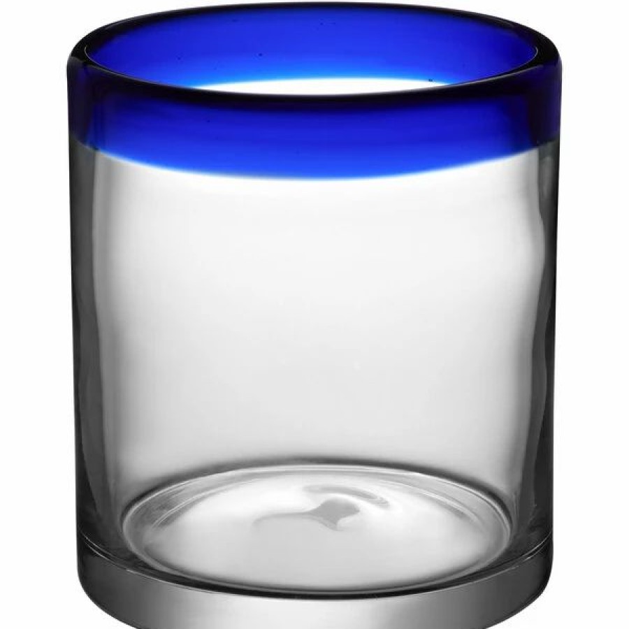 Novelty & Specialty Beverageware * | Acopa Tropic 12 Oz. Rocks / Old Fashioned Glass With Blue Rim 12/Case