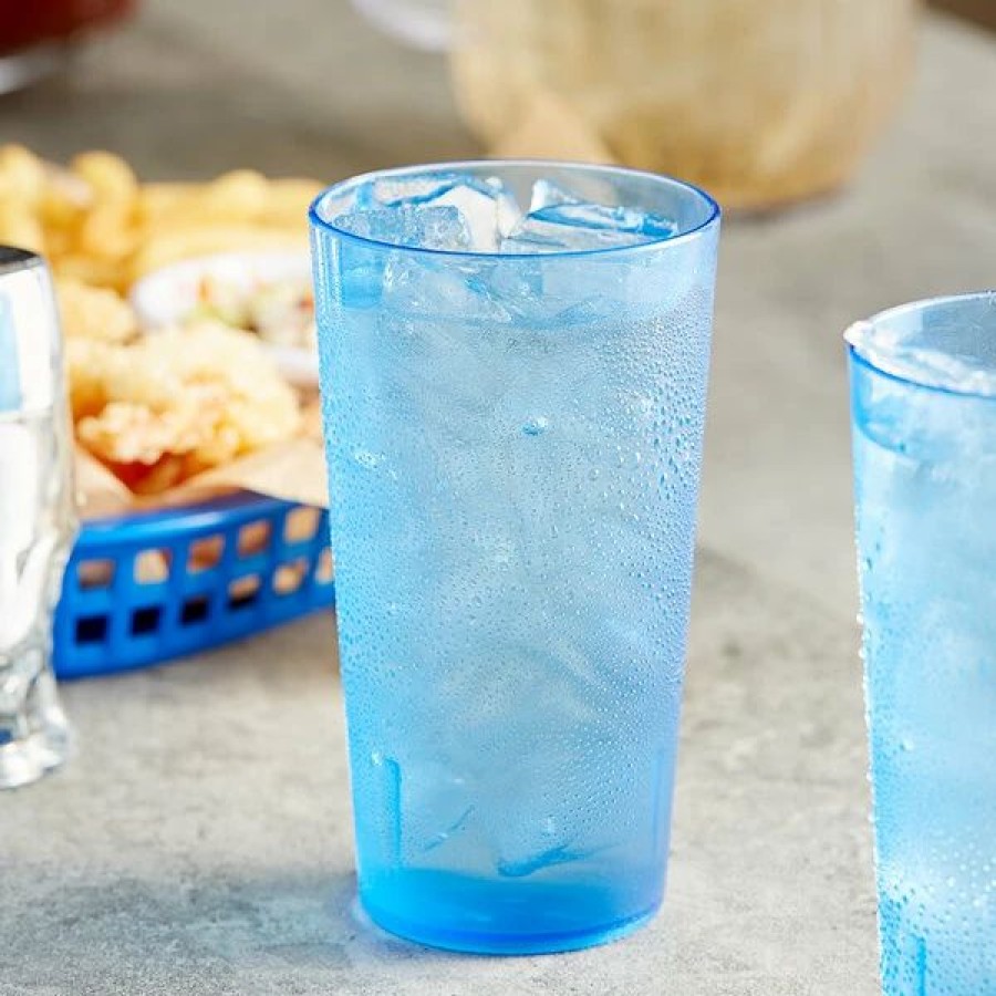 Reusable Plastic Beverageware * | Choice 12 Oz. Blue San Plastic Pebbled Tumbler 12/Pack