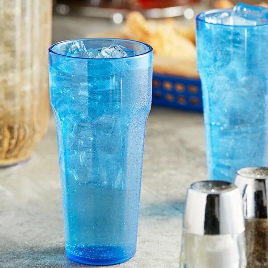 Reusable Plastic Beverageware * | Choice 14 Oz. Blue San Plastic Paneled Tumbler 12/Pack