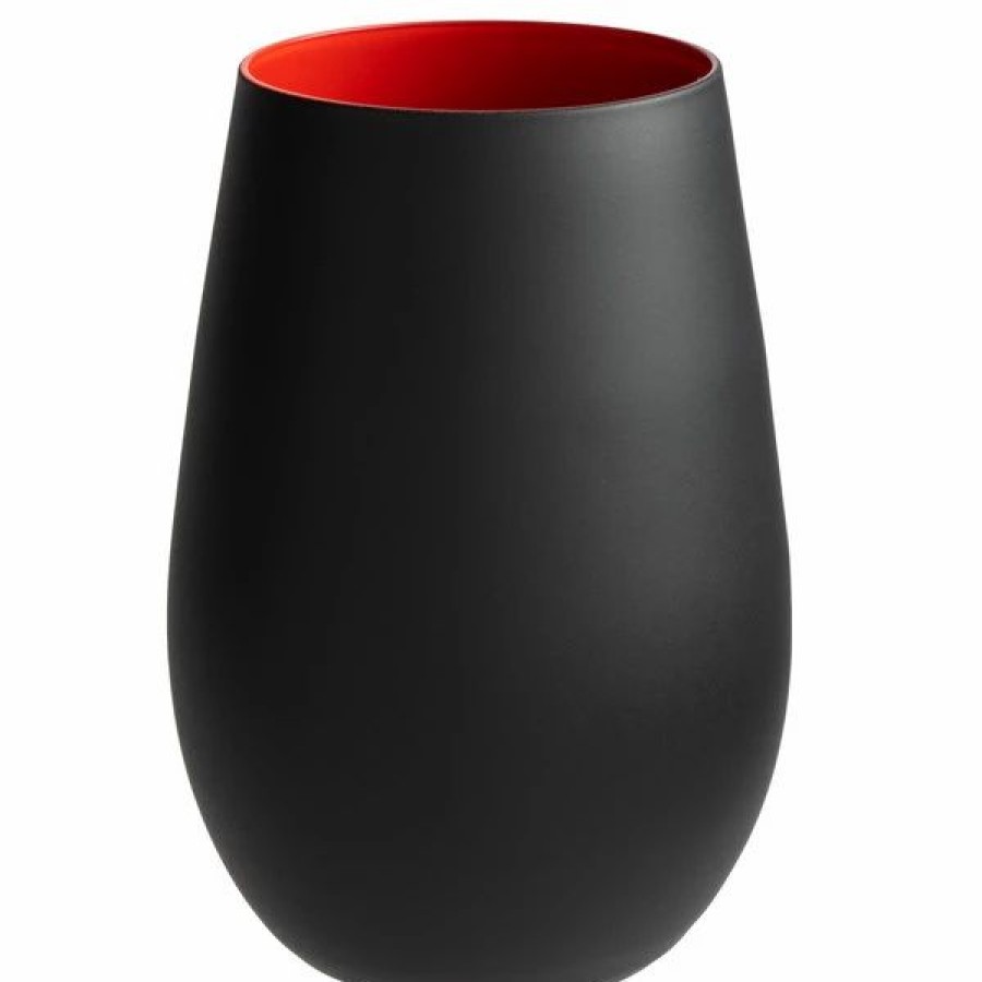 Glassware * | Stolzle 3520012T/2461 Glisten 16.5 Oz. Matte Black/Red Stemless Wine Glass / Tumbler 6/Case