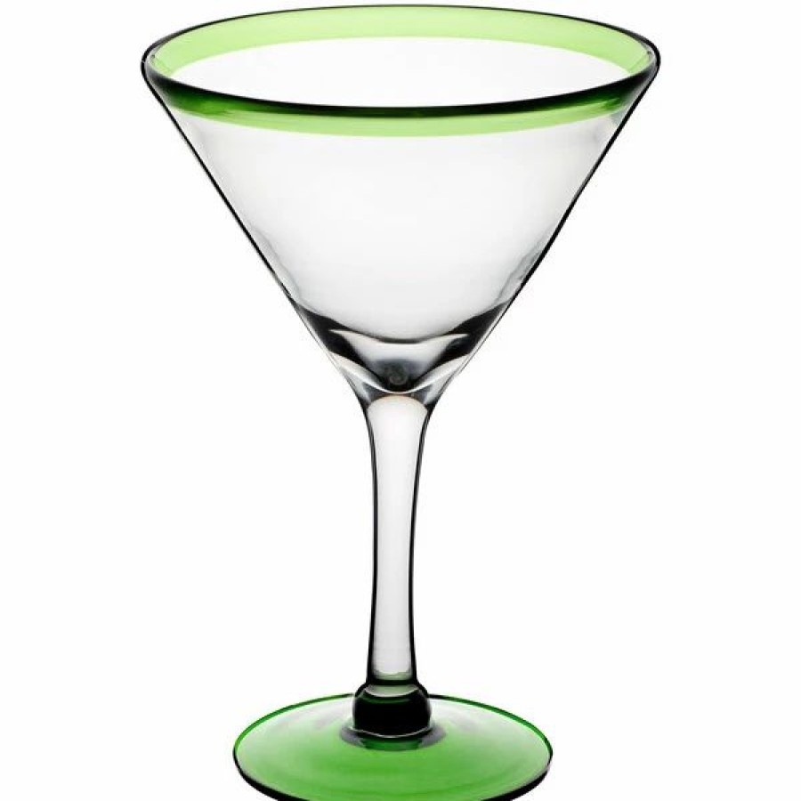 Novelty & Specialty Beverageware * | Acopa Tropic 24 Oz. Martini Glass With Green Rim And Base 12/Case