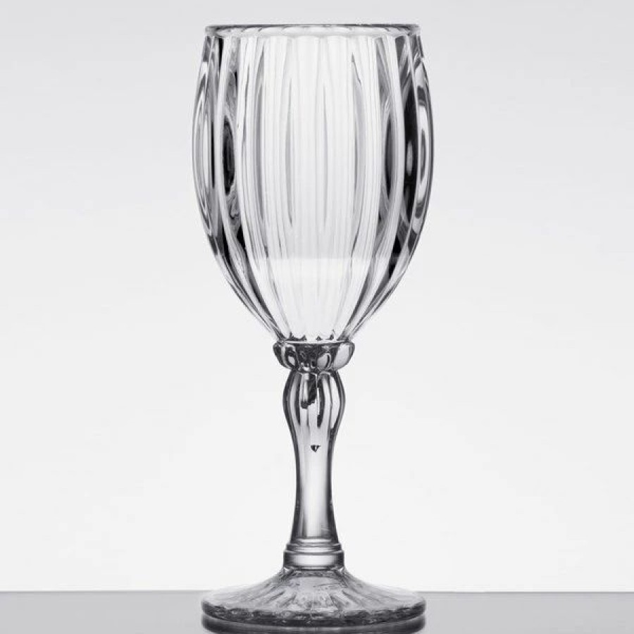 Reusable Plastic Beverageware * | Get Enterprises Get Sw-1422-1-San-Cl 8 Oz. Customizable San Plastic Fluted Wine Glass 24/Case