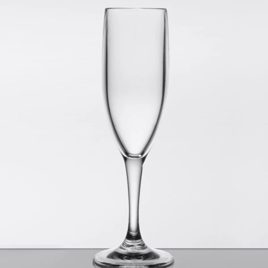 Reusable Plastic Beverageware * | Get Enterprises Get Sw-1401-1-San-Cl 6 Oz. Customizable San Plastic Champagne Flute