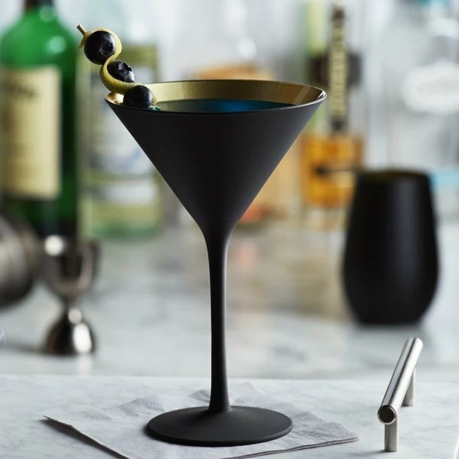 Novelty & Specialty Beverageware * | Stolzle 1400025T/2492 Glisten 8.5 Oz. Matte Black/Gold Martini Glass 6/Case