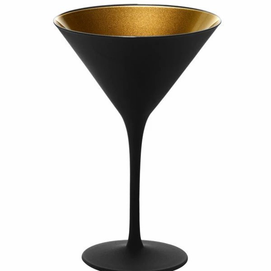 Novelty & Specialty Beverageware * | Stolzle 1400025T/2492 Glisten 8.5 Oz. Matte Black/Gold Martini Glass 6/Case