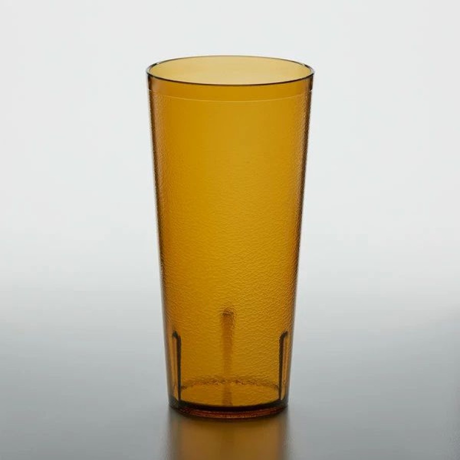 Reusable Plastic Beverageware * | Get Enterprises Get 6624-1-A 24 Oz. Amber Customizable San Plastic Pebbled Tumbler 72/Case