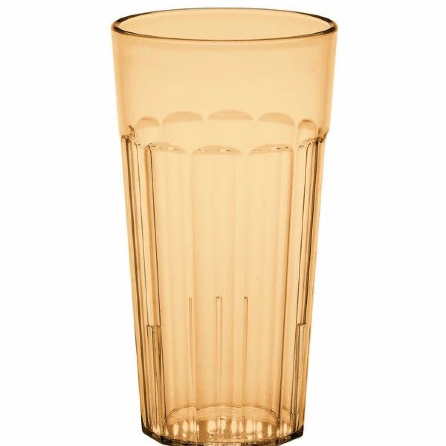 Reusable Plastic Beverageware * | Cambro Nt16153 Newport 16.4 Oz. Amber Customizable San Plastic Tumbler 36/Case