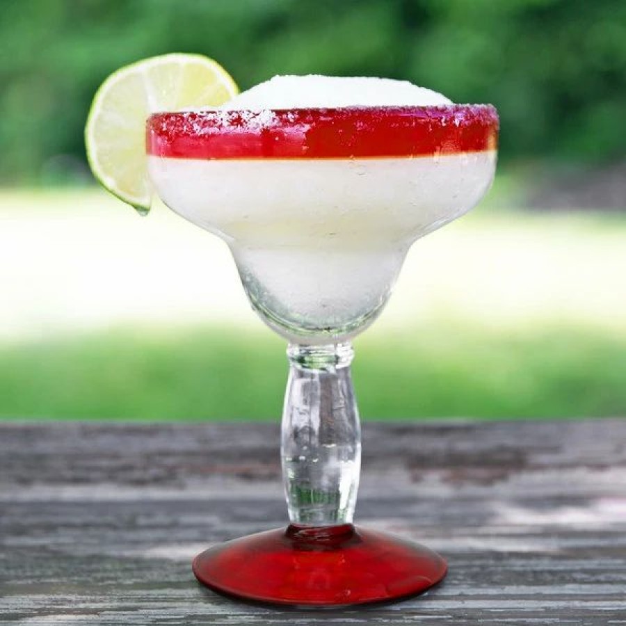 Novelty & Specialty Beverageware * | Libbey 92308R Aruba 12 Oz. Margarita Glass With Red Rim And Base 12/Case