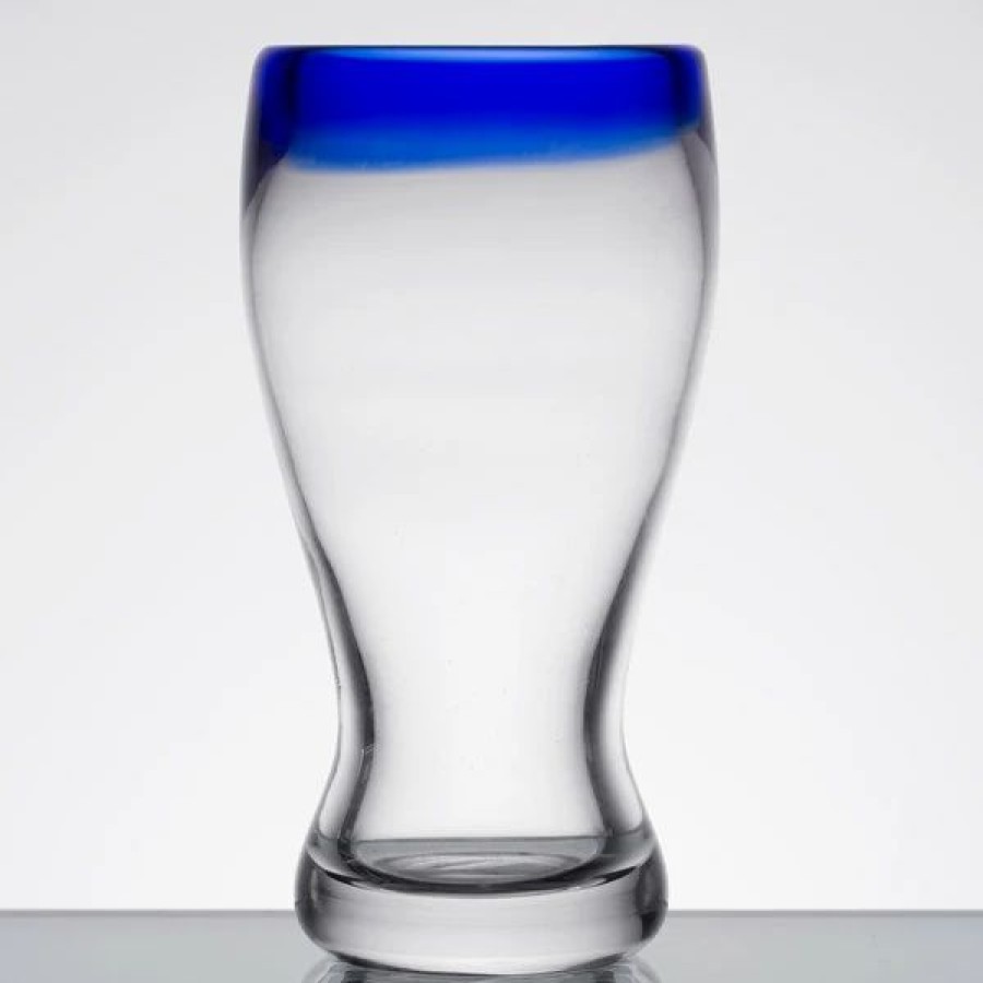 Glassware * | Libbey 92312 Aruba 12 Oz. Customizable Pilsner Glass With Cobalt Blue Rim 12/Case