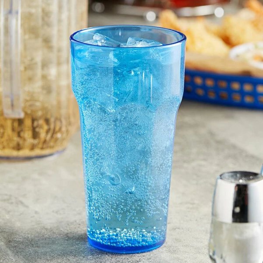 Reusable Plastic Beverageware * | Choice 20 Oz. Blue San Plastic Paneled Tumbler 12/Pack