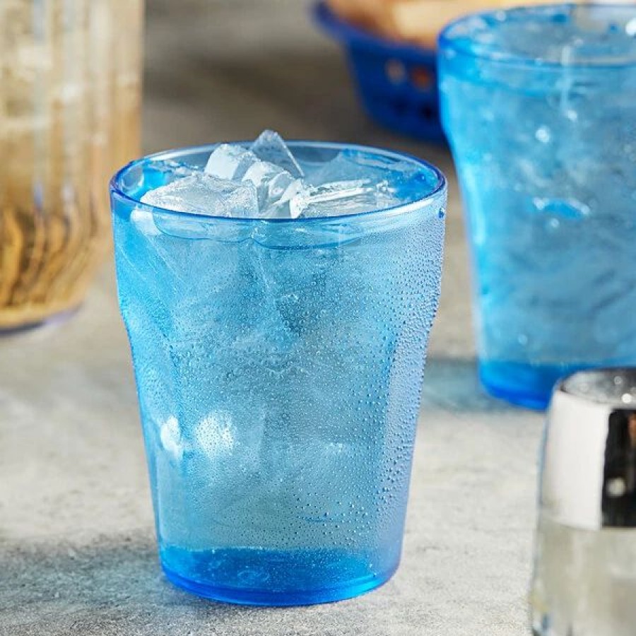 Reusable Plastic Beverageware * | Choice 12 Oz. Blue San Plastic Paneled Tumbler 12/Pack