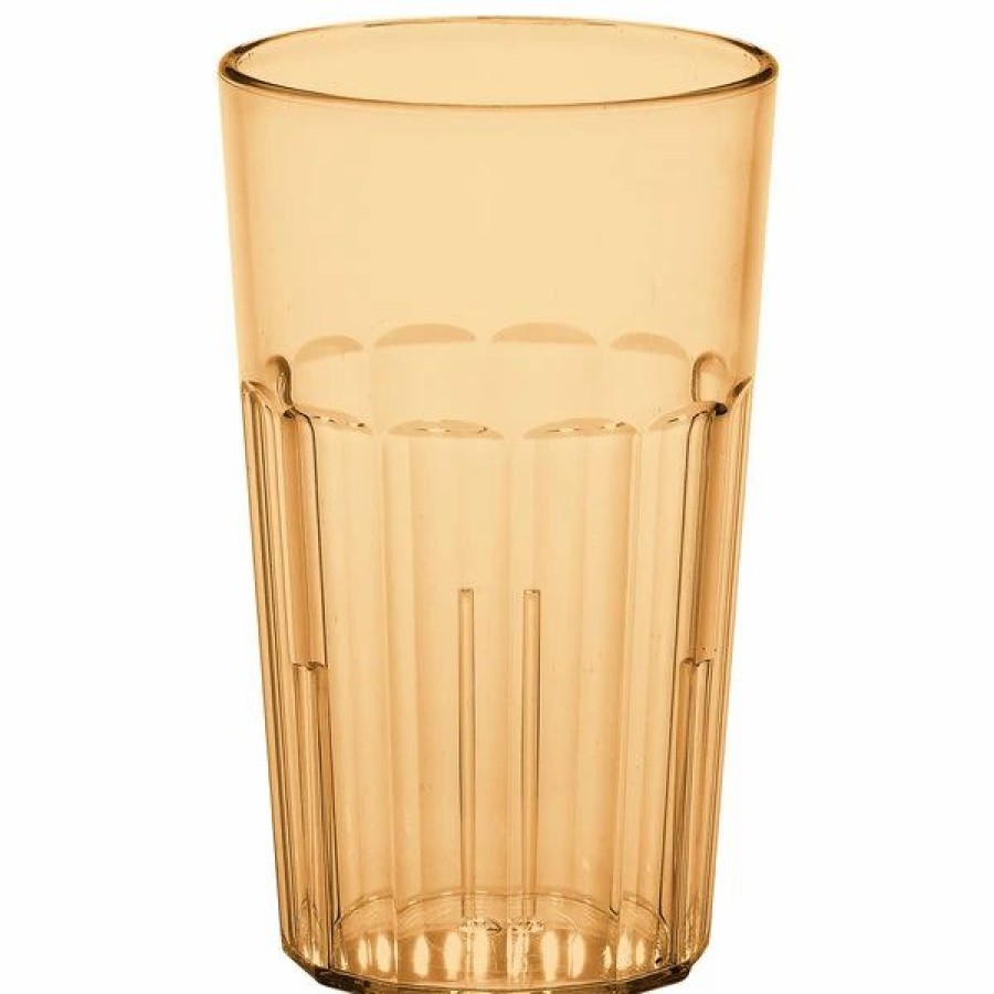 Reusable Plastic Beverageware * | Cambro Nt14153 Newport 14 Oz. Amber Customizable San Plastic Tumbler 36/Case